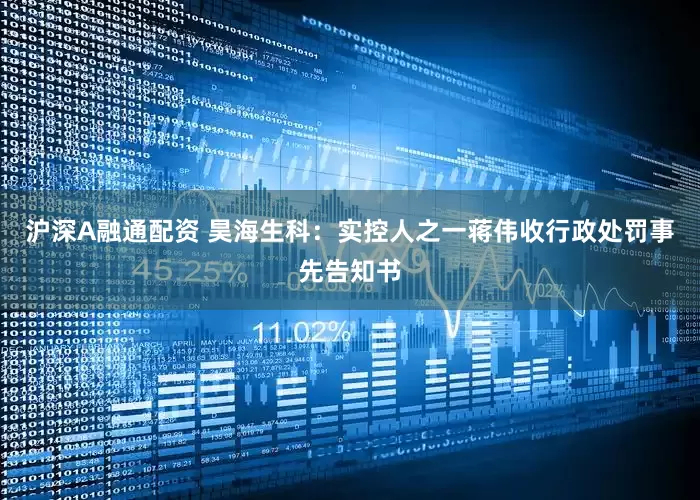 沪深A融通配资 昊海生科：实控人之一蒋伟收行政处罚事先告知书